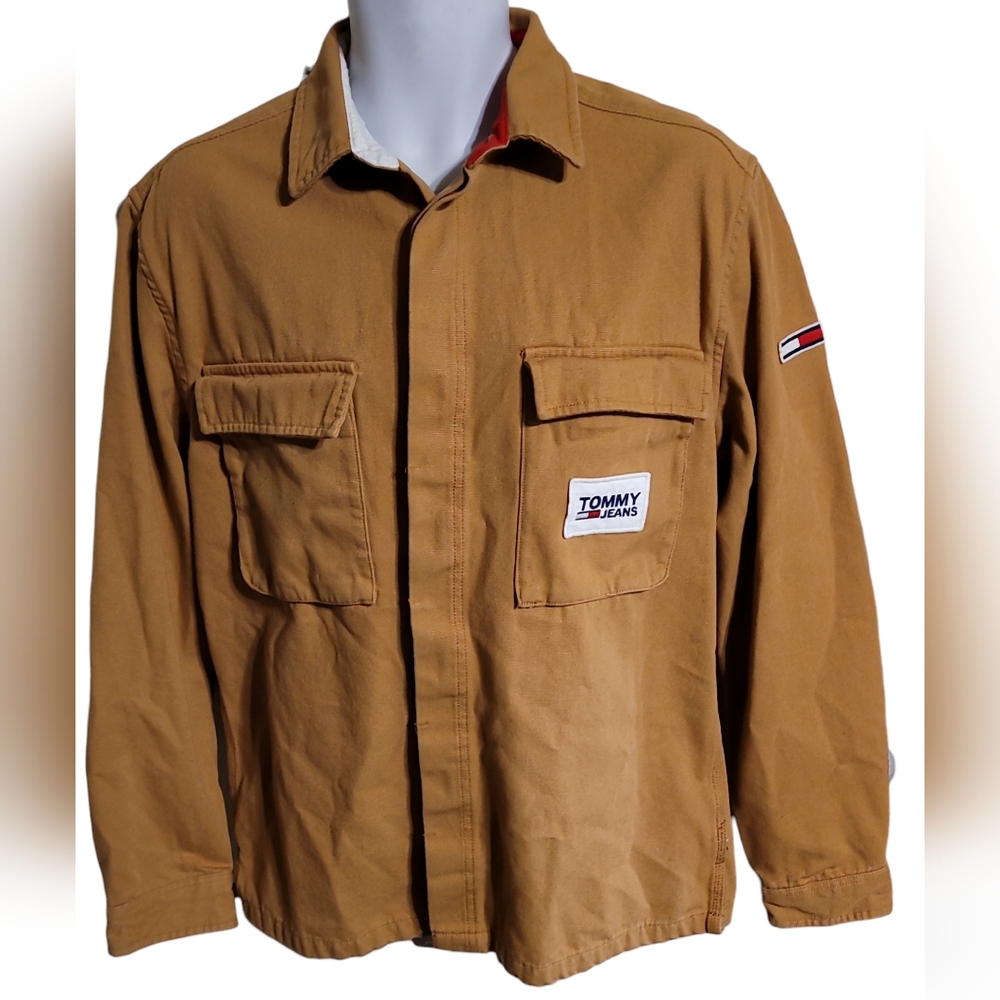 Tommy Jeans Canvas Jacket Hilfiger Button Coat Mens Medium